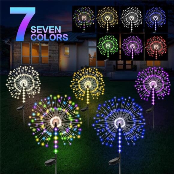 4 Pack Multicolor Garden Decoration Solar Outdoor Light with 600 LEDs - Picture 3 of 7